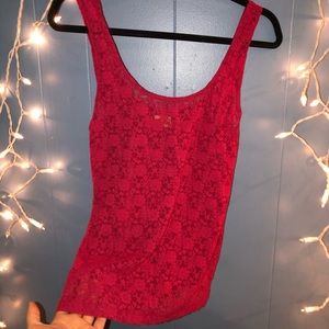 Red lace see through tank top